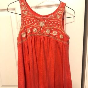 Embroidered Coral Top